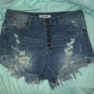 High waisted denim shorts